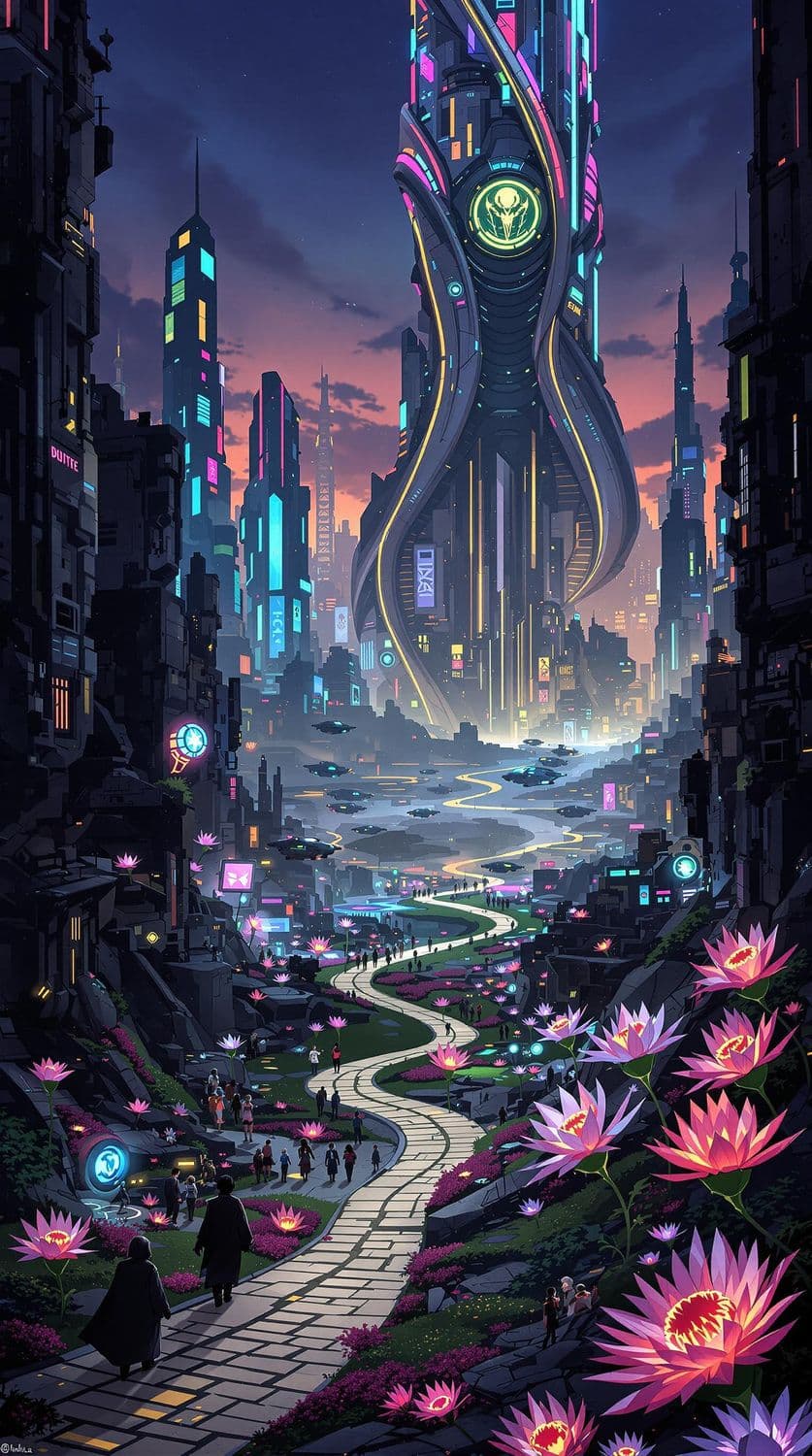 Futuristic Cityscape at Dusk