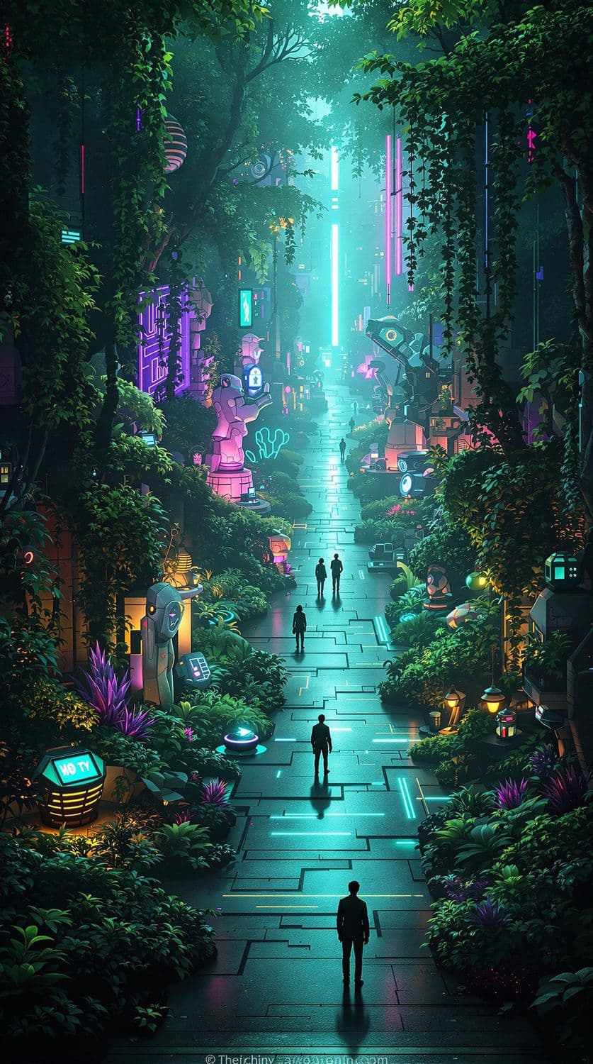 Cyberpunk Garden Oasis