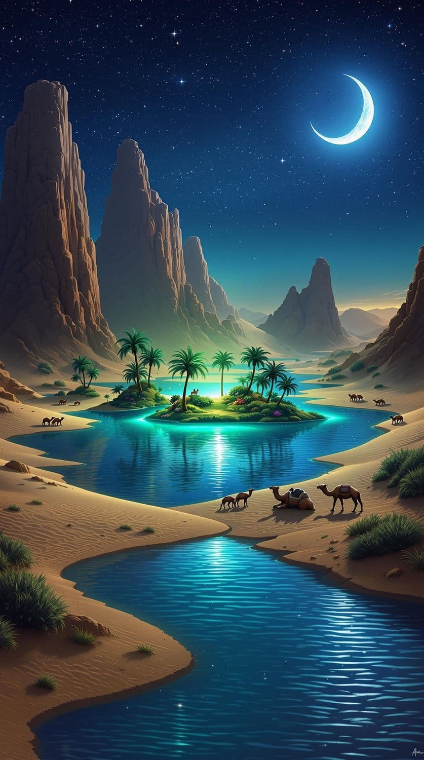 Desert Oasis by Starlight