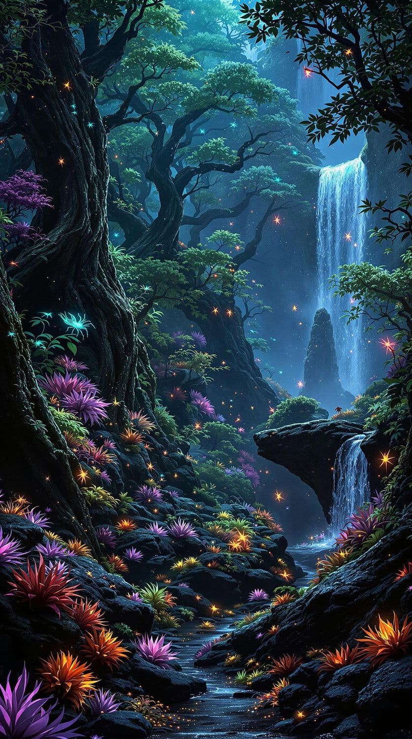 Bioluminescent Jungle of an Alien Planet