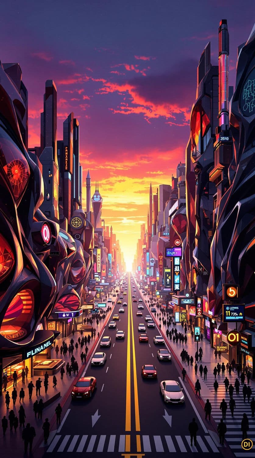 Dusk in the Futuristic City
