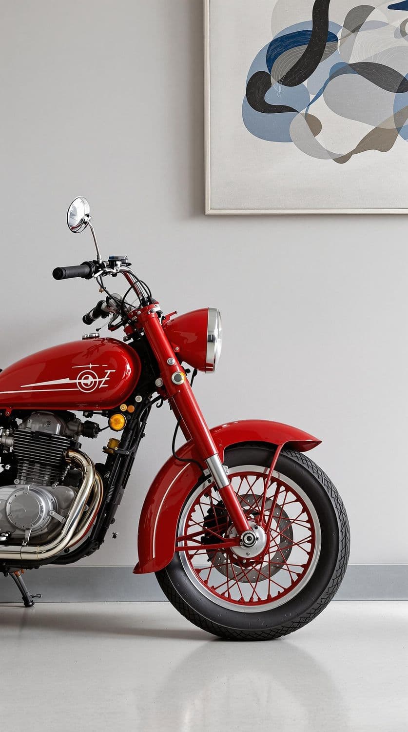 Vintage Motorcycle with Modern Art