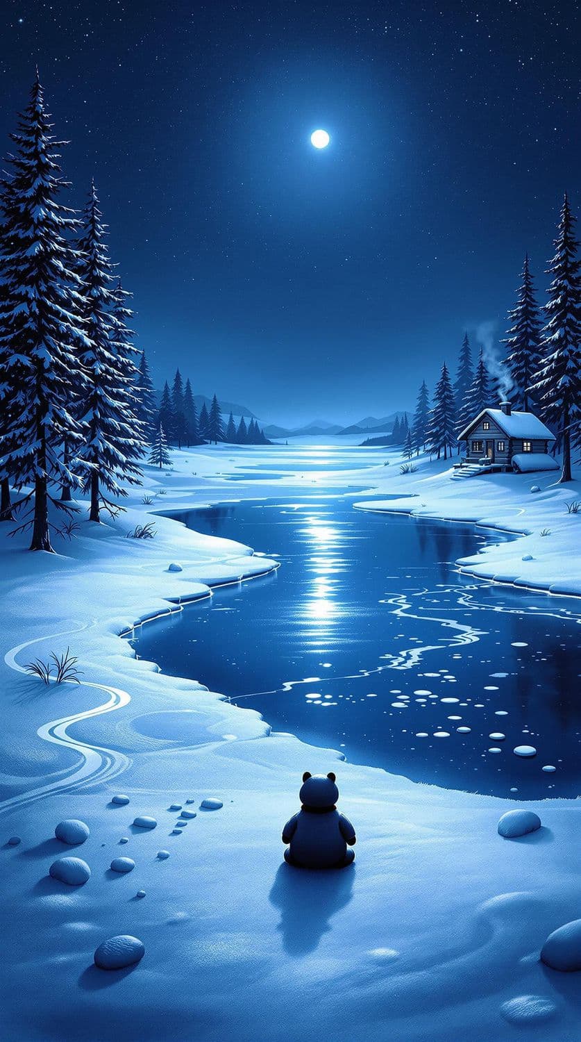 Snowy Moonlit Tranquility