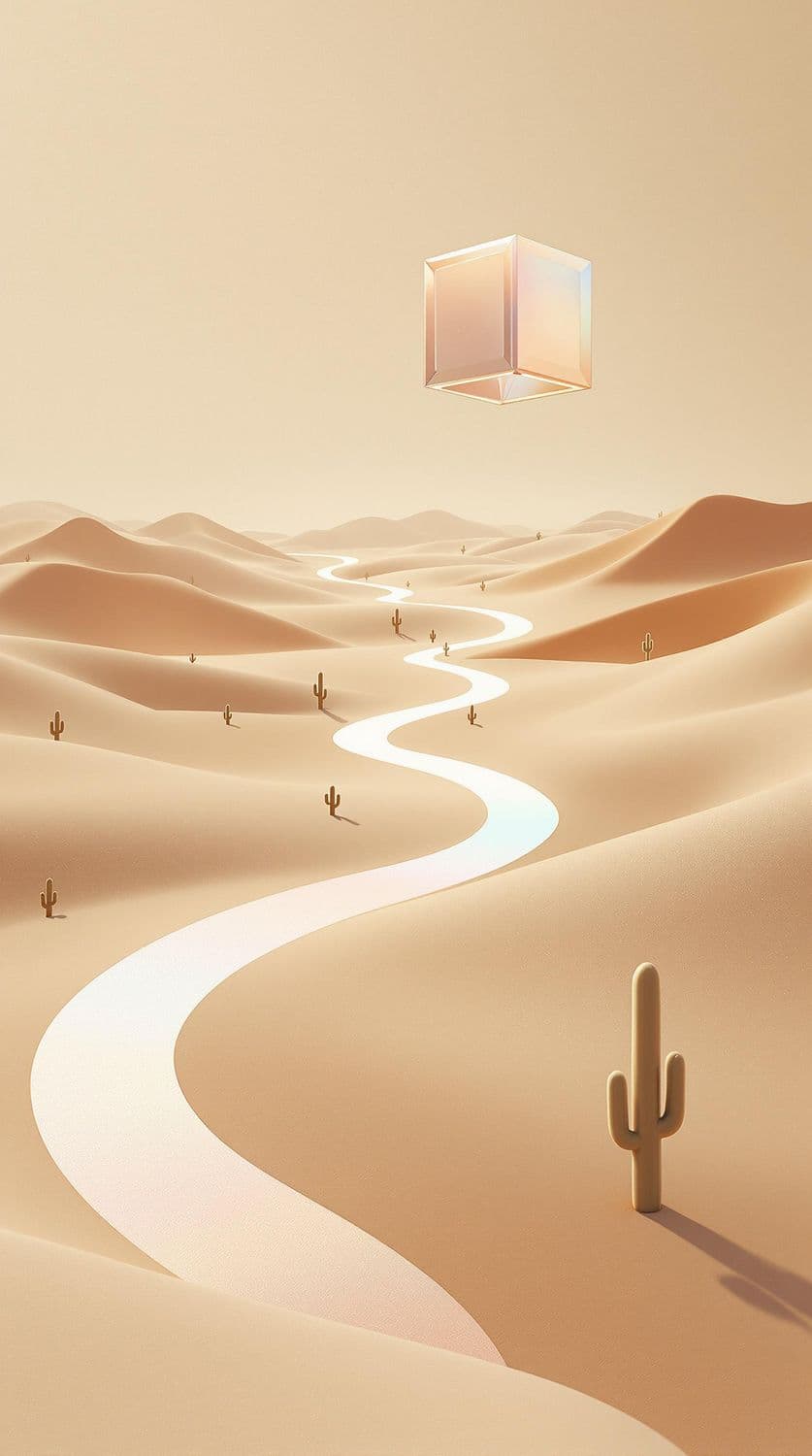 Prismatic Cube in a Luminous Desert