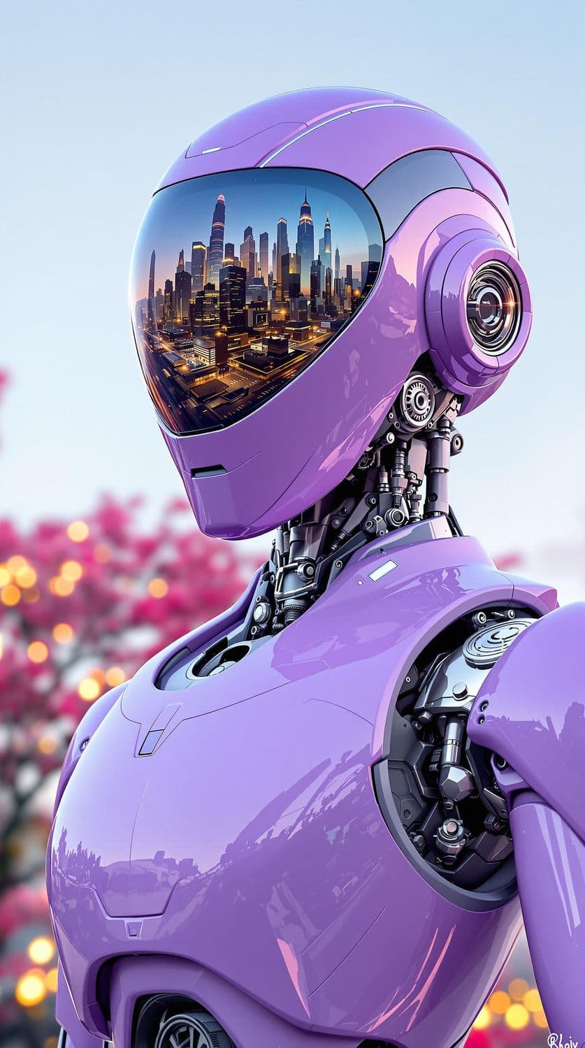 Lavender Urban Robot at Twilight
