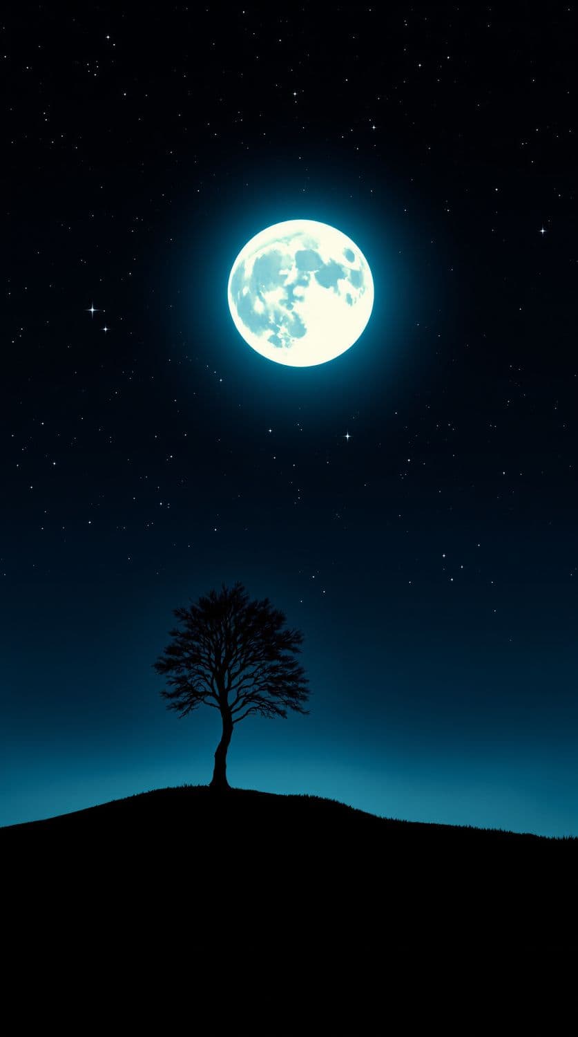 Lone Tree Under a Starry Sky