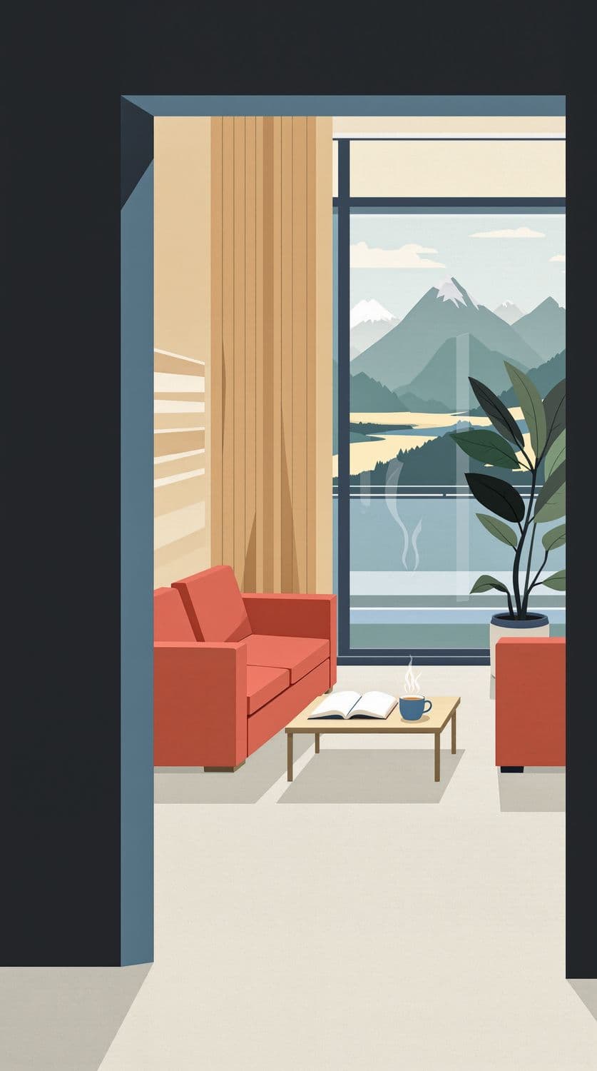 Cozy Reading Nook with Mountain View