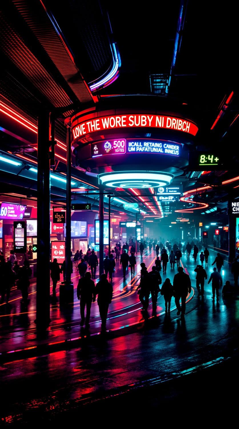 Neon Subway Station Rush