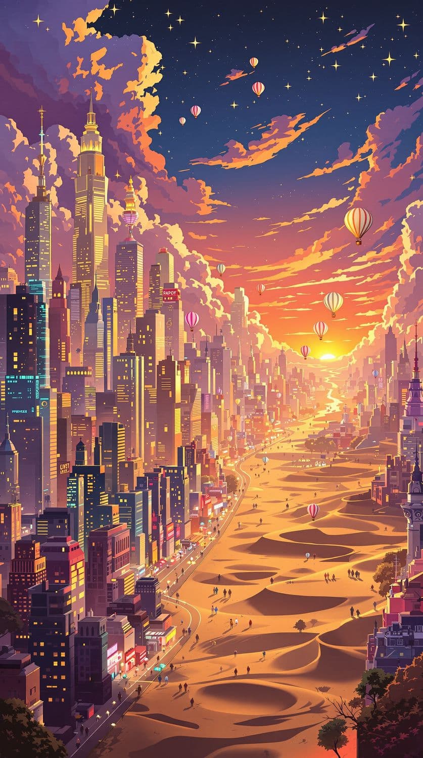 Whimsical Urban Sunset