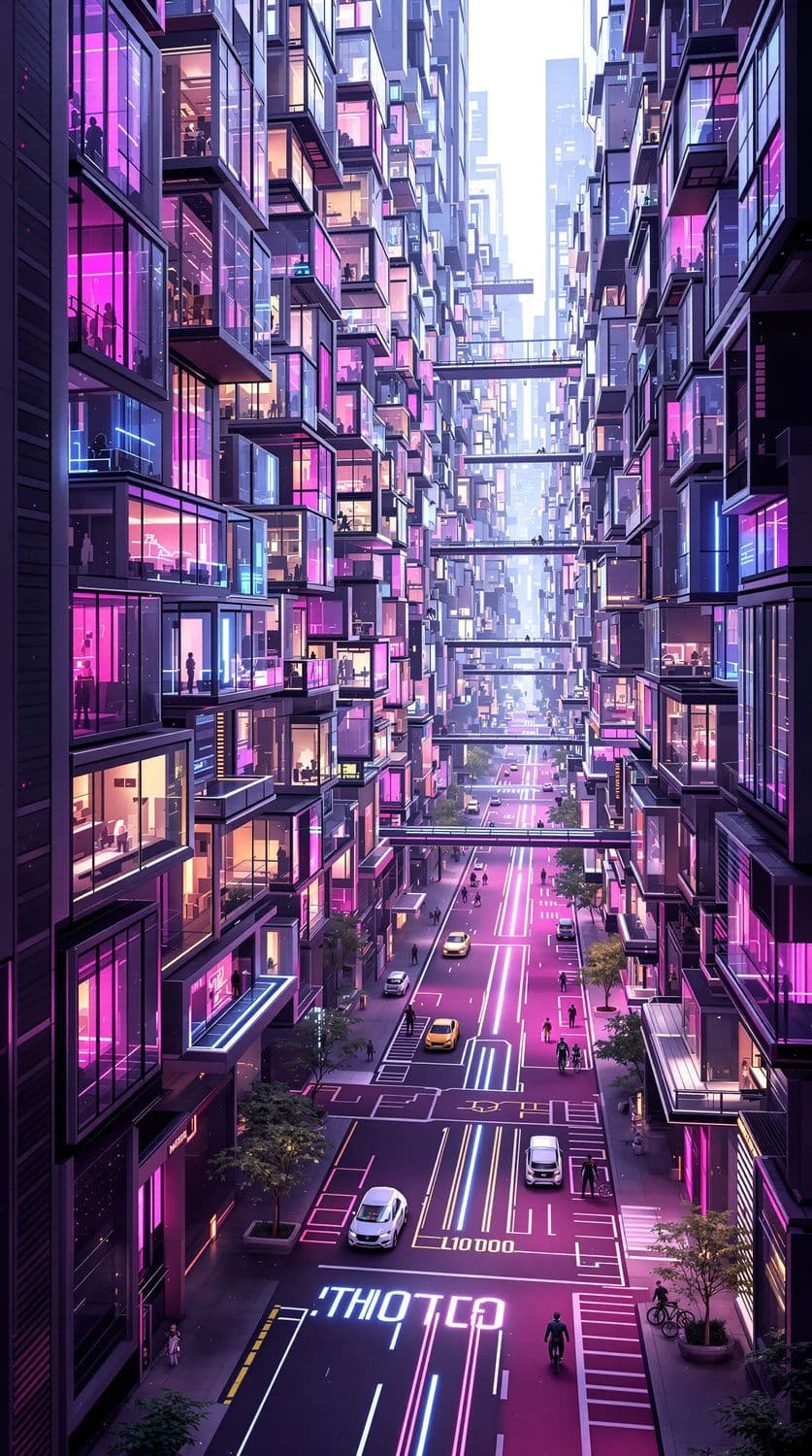 Futuristic Residential Area with Smart Homes