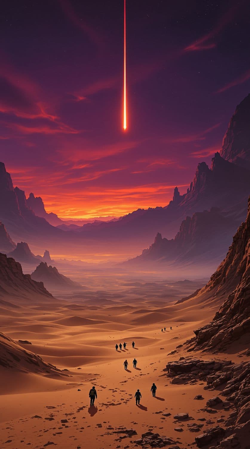Dusk Desert with Descending Meteor