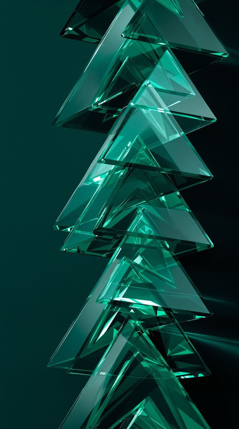 Teal Glass Triangles