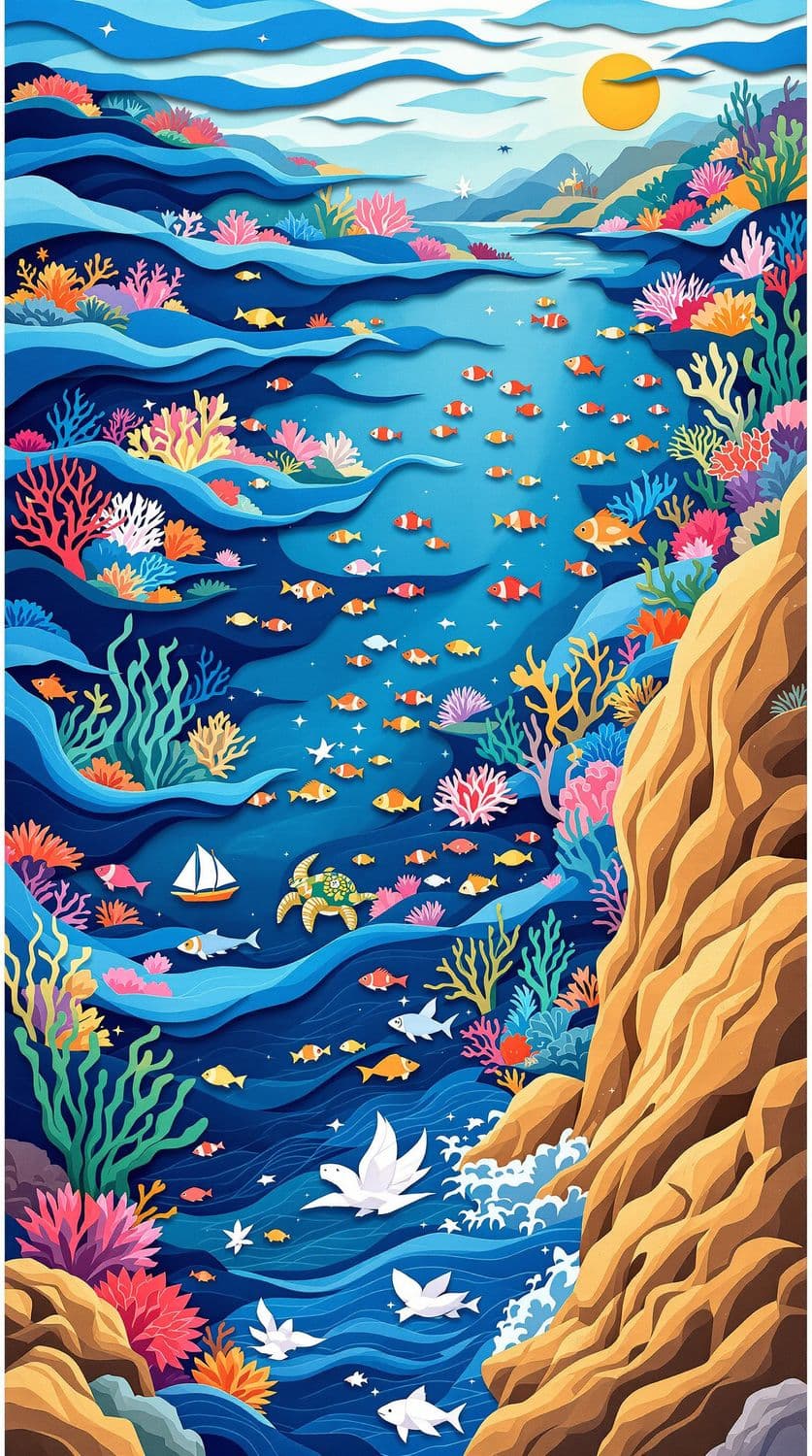 Paper-Cut Underwater World