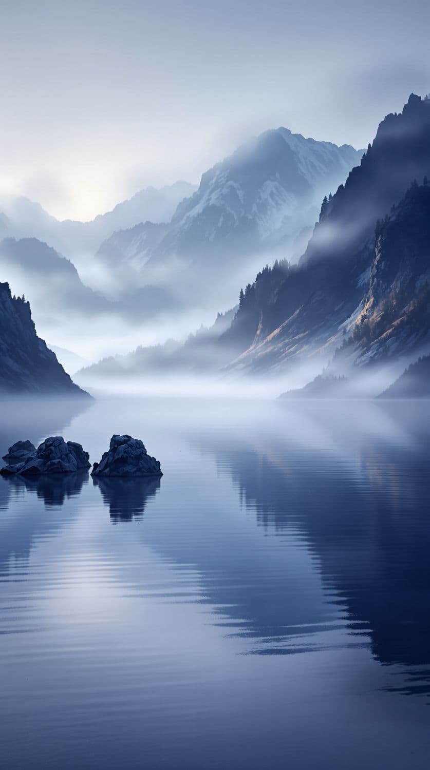 Tranquil Misty Lake