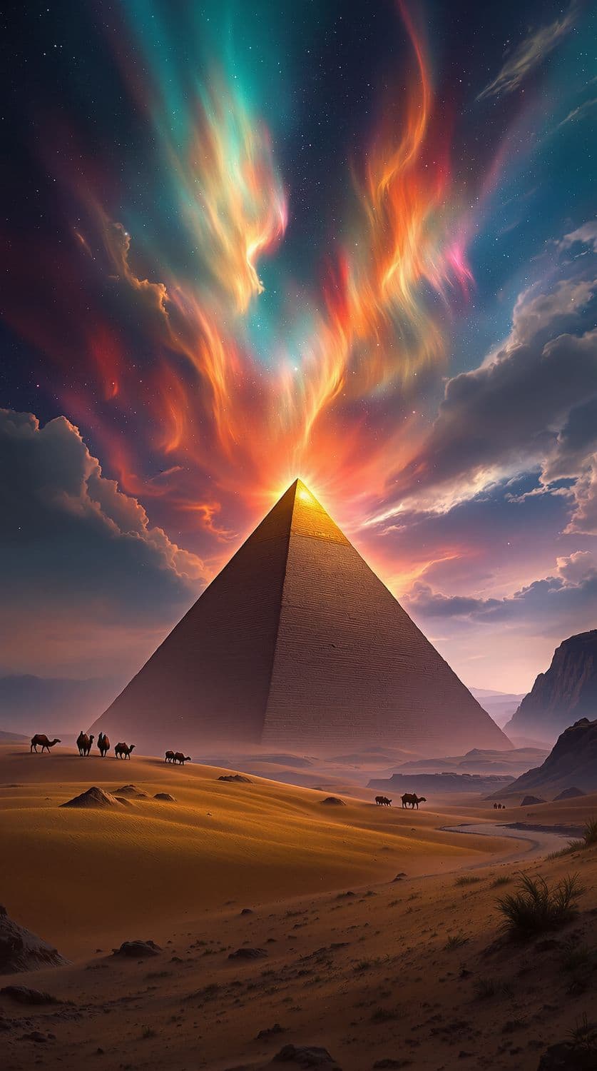 Aurora Over the Desert Pyramid