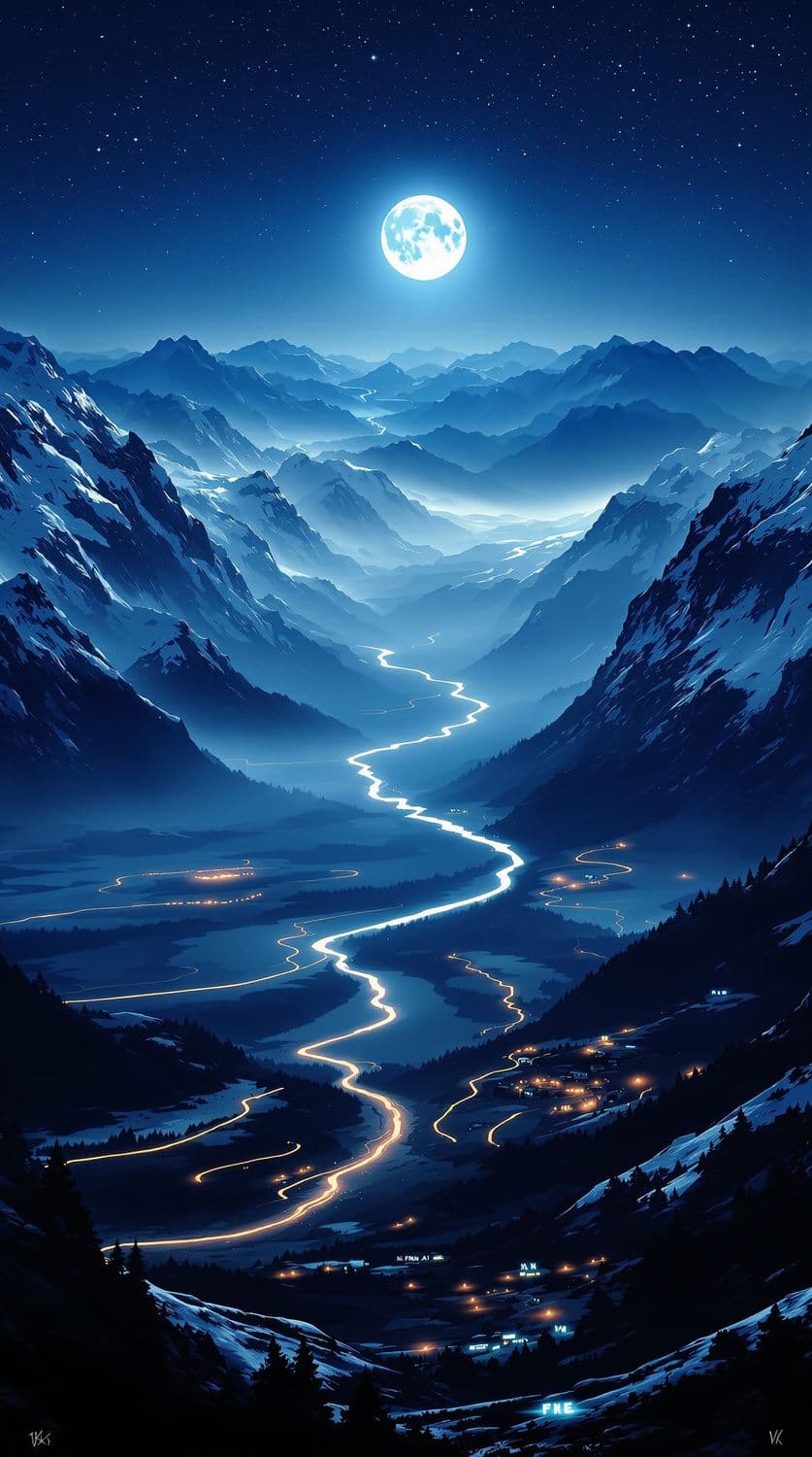 Moonlit Mountain Majesty