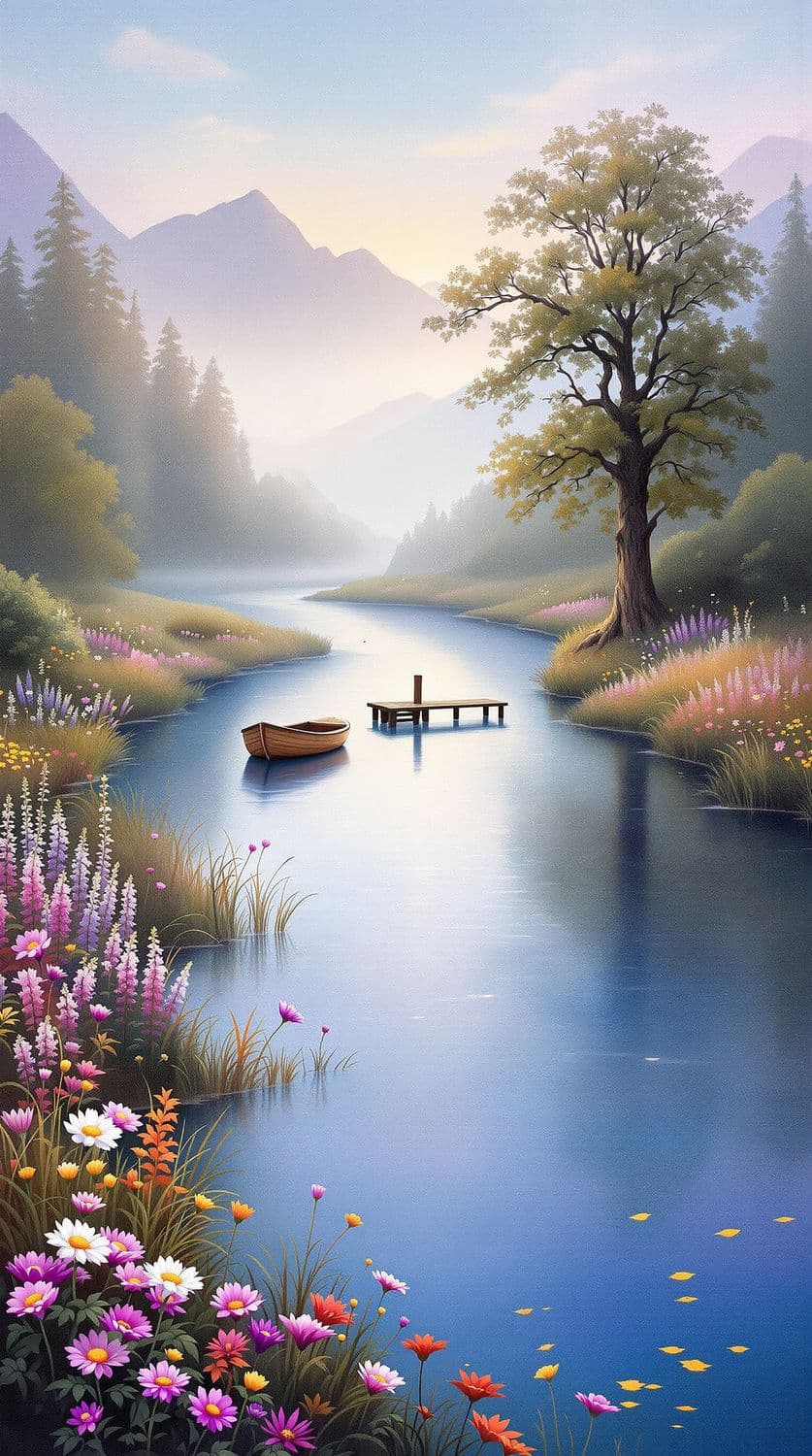 Misty River at Dawn