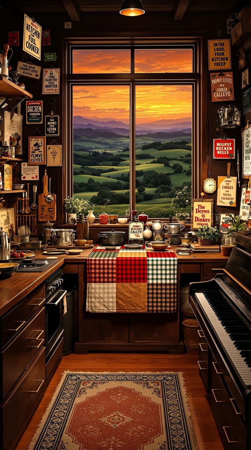 Rustic Kitchen with Countryside View