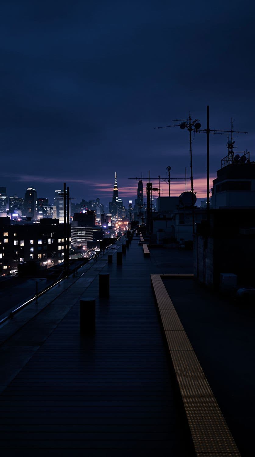 City Rooftop at Dusk