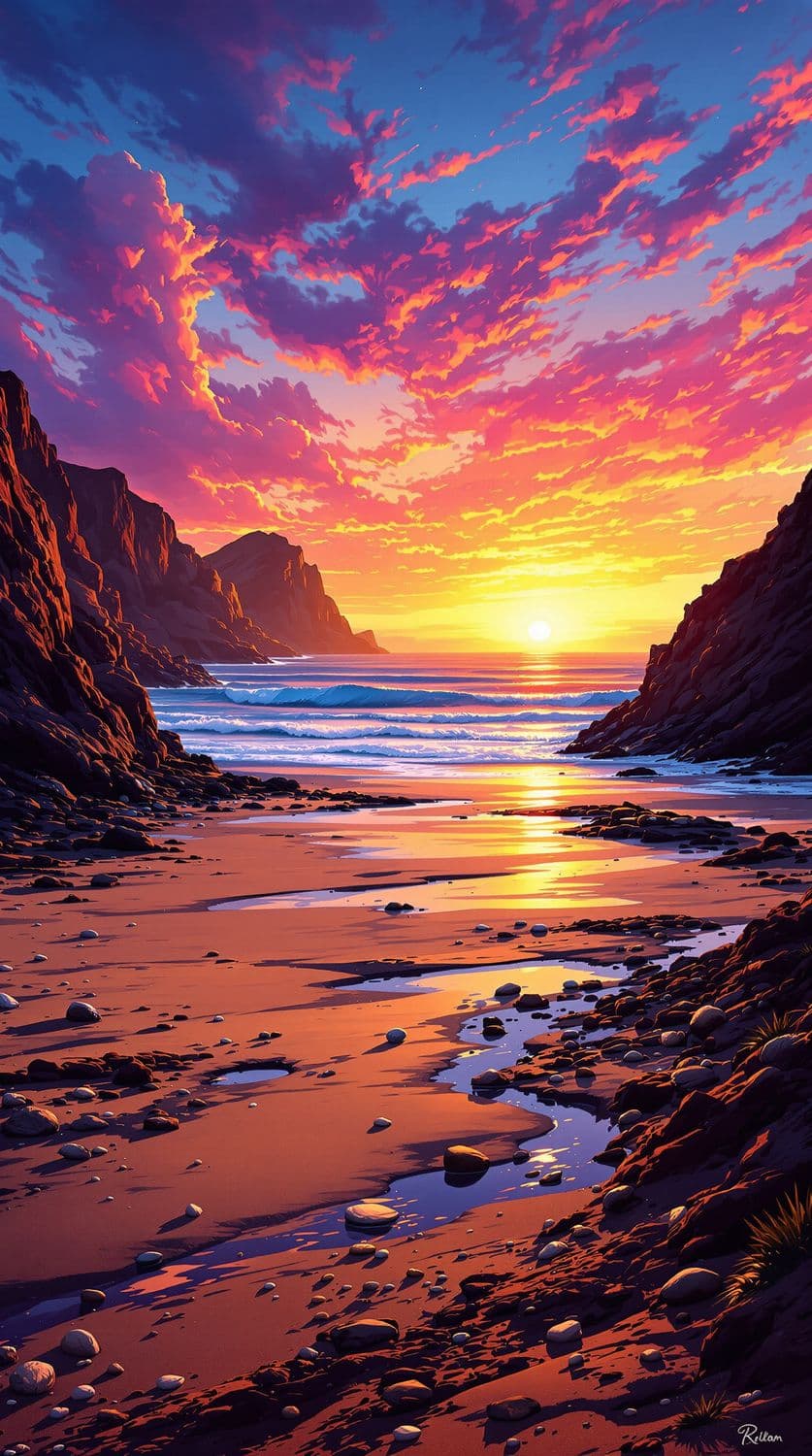Sunset Over Coastal Cliffs