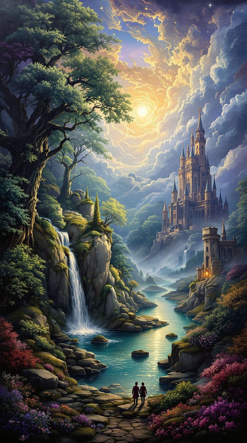 Mystical Forest with Enchanted Castle