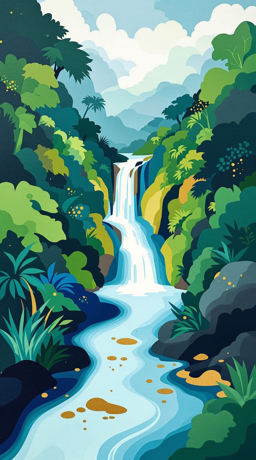 Tropical Rainforest Waterfall