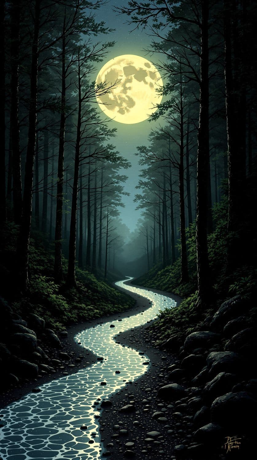 Moonlit Forest Path