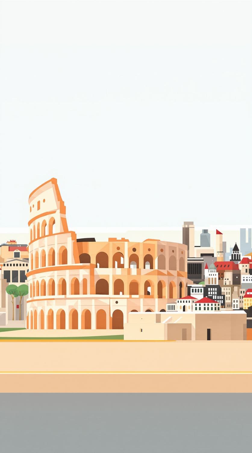 Abstract Colosseum in Roman Cityscape