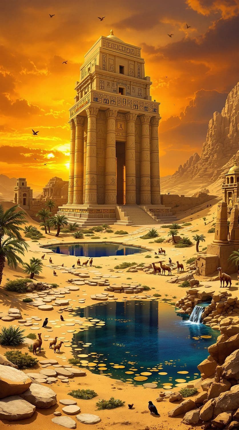 Egyptian Temple at Sunset