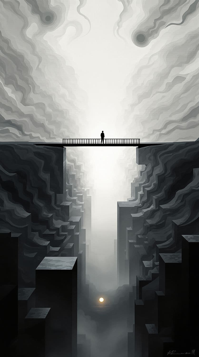 Solitary Traveler Over Monochrome Waves