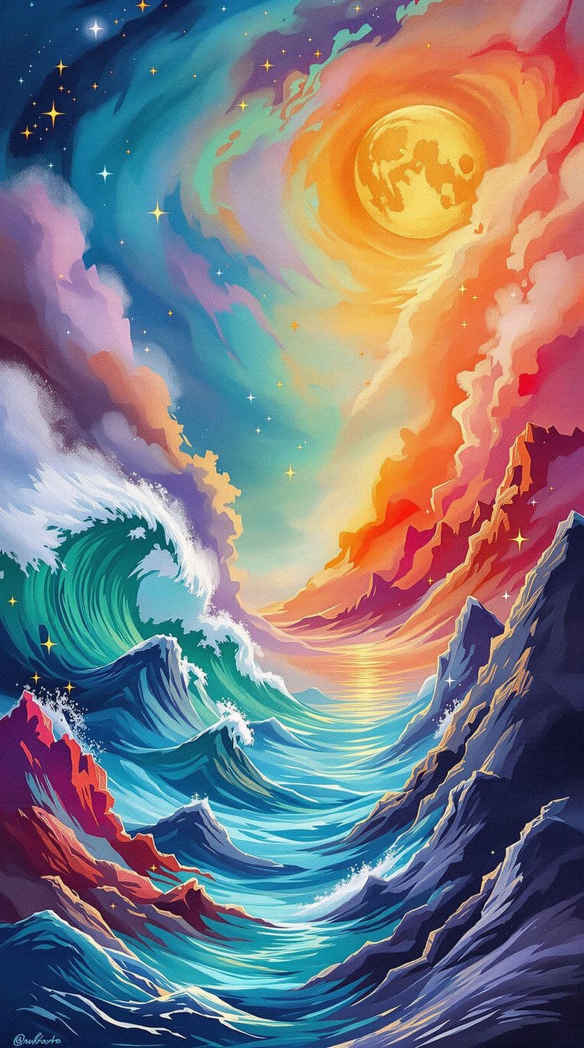 Whimsical Cosmic Seascape