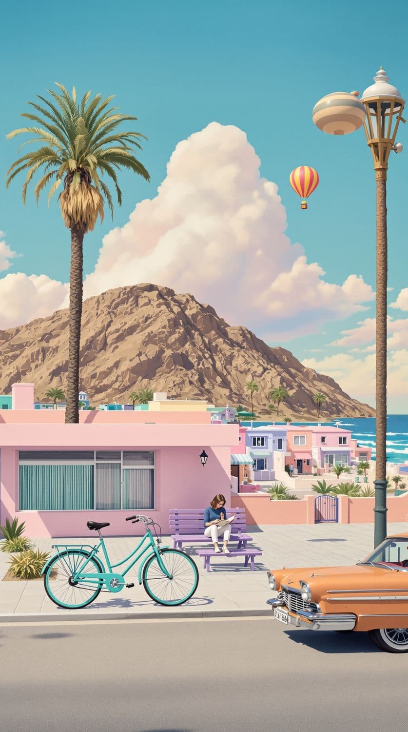 Pastel Town by the Sea