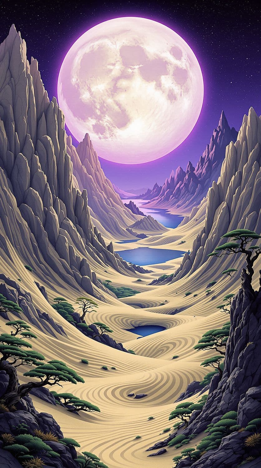 Moonlit Zen Landscape
