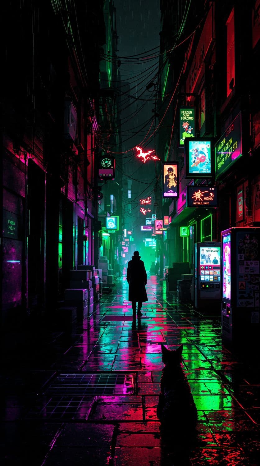 Cyberpunk Alleyway Intrigue