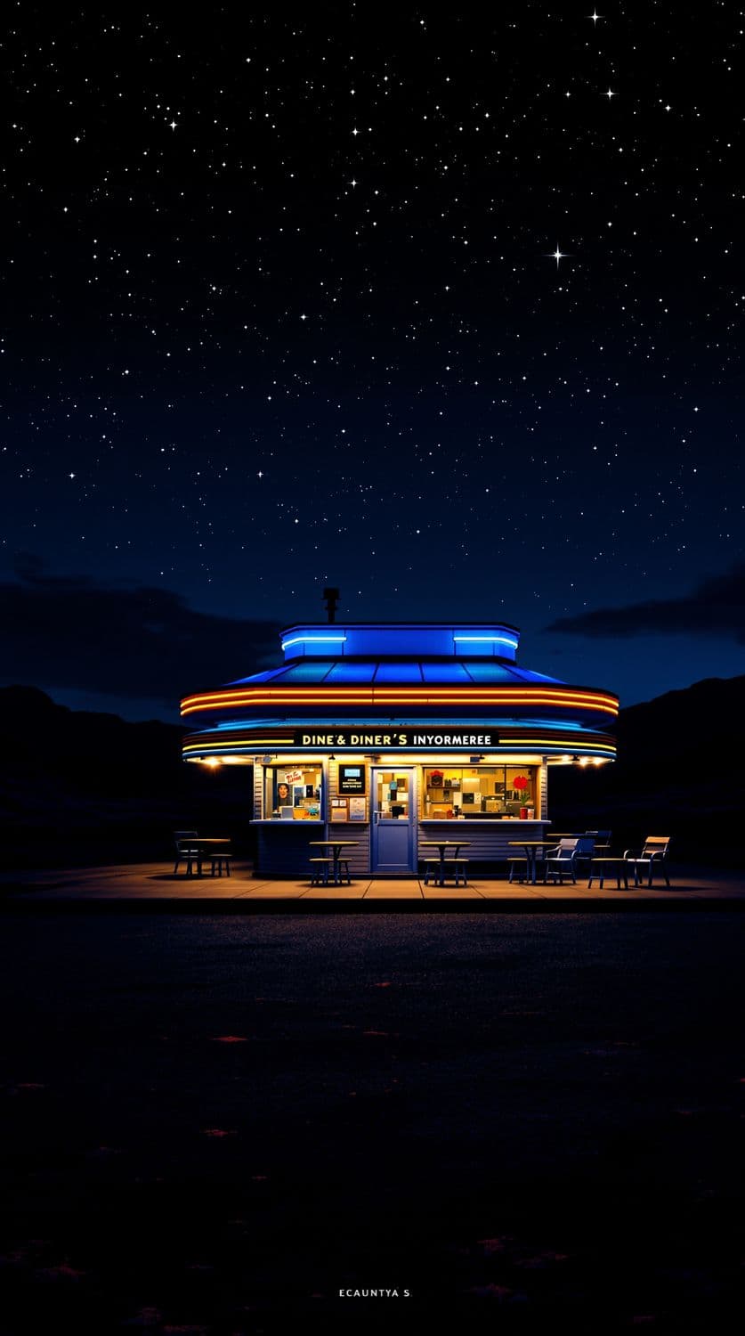 Nighttime Diner Under Stars