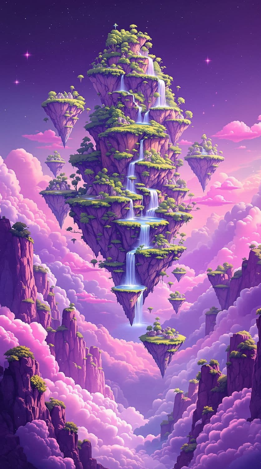 Floating Islands in Pastel Skies