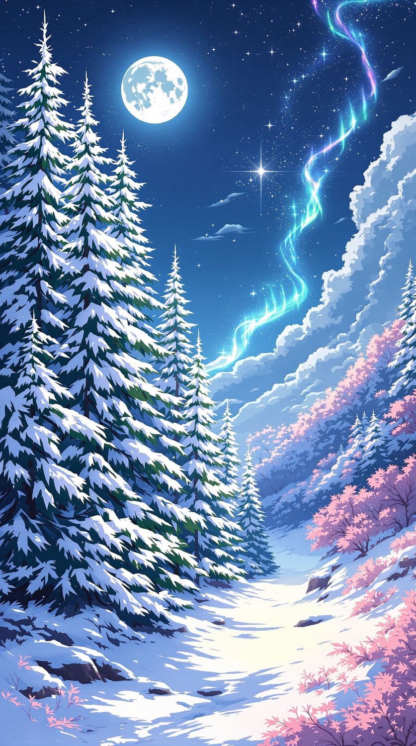 Moonlit Winter Forest
