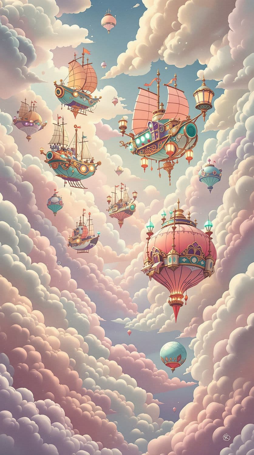 Airships in a Pastel Sky