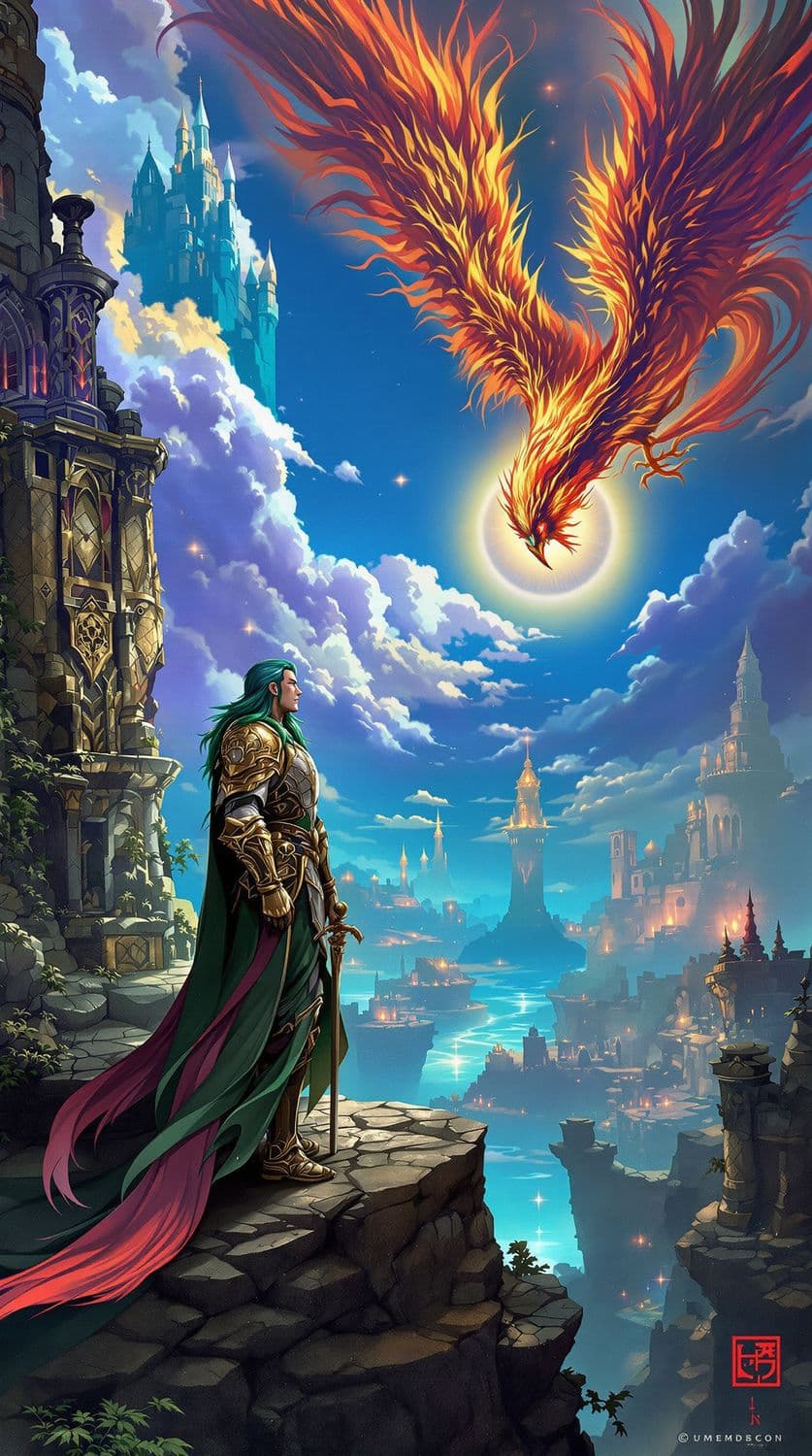 Knight and Phoenix at Dawn