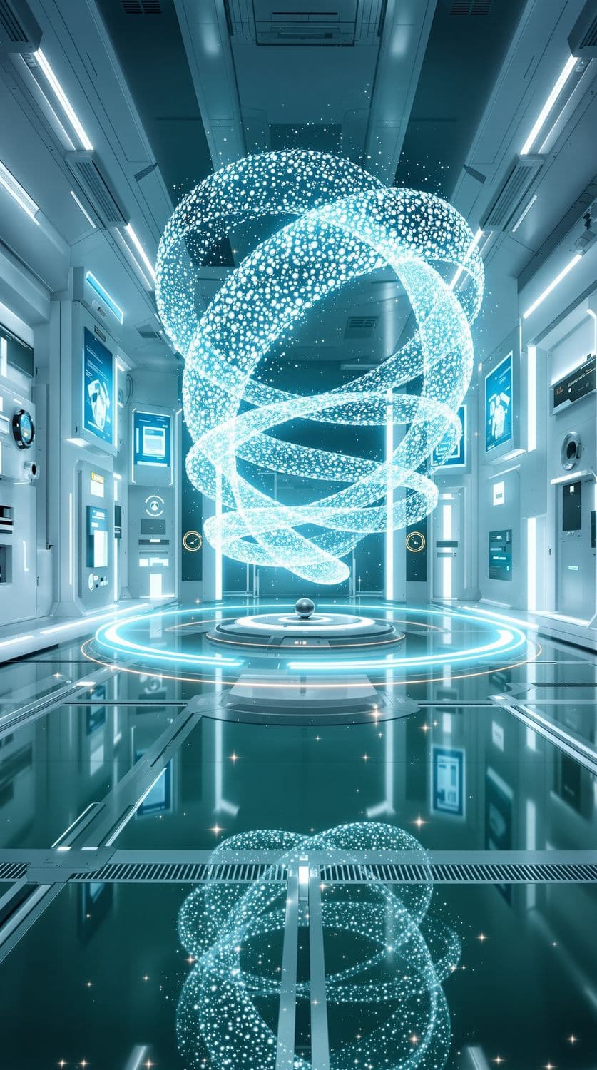 Futuristic Laboratory with Rotating Helix