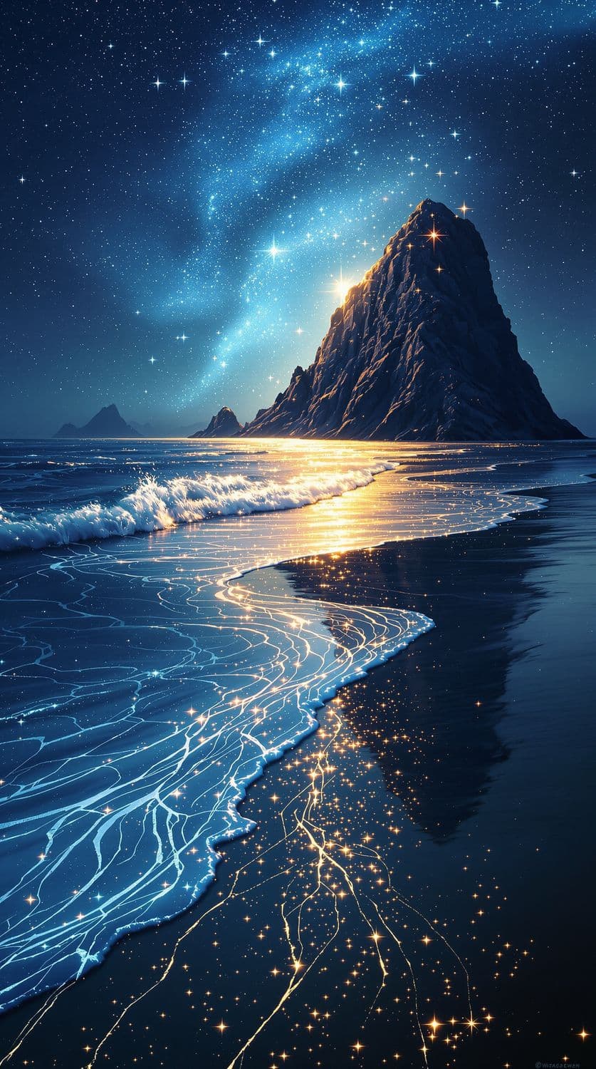 Celestial Ocean Under a Starry Canopy