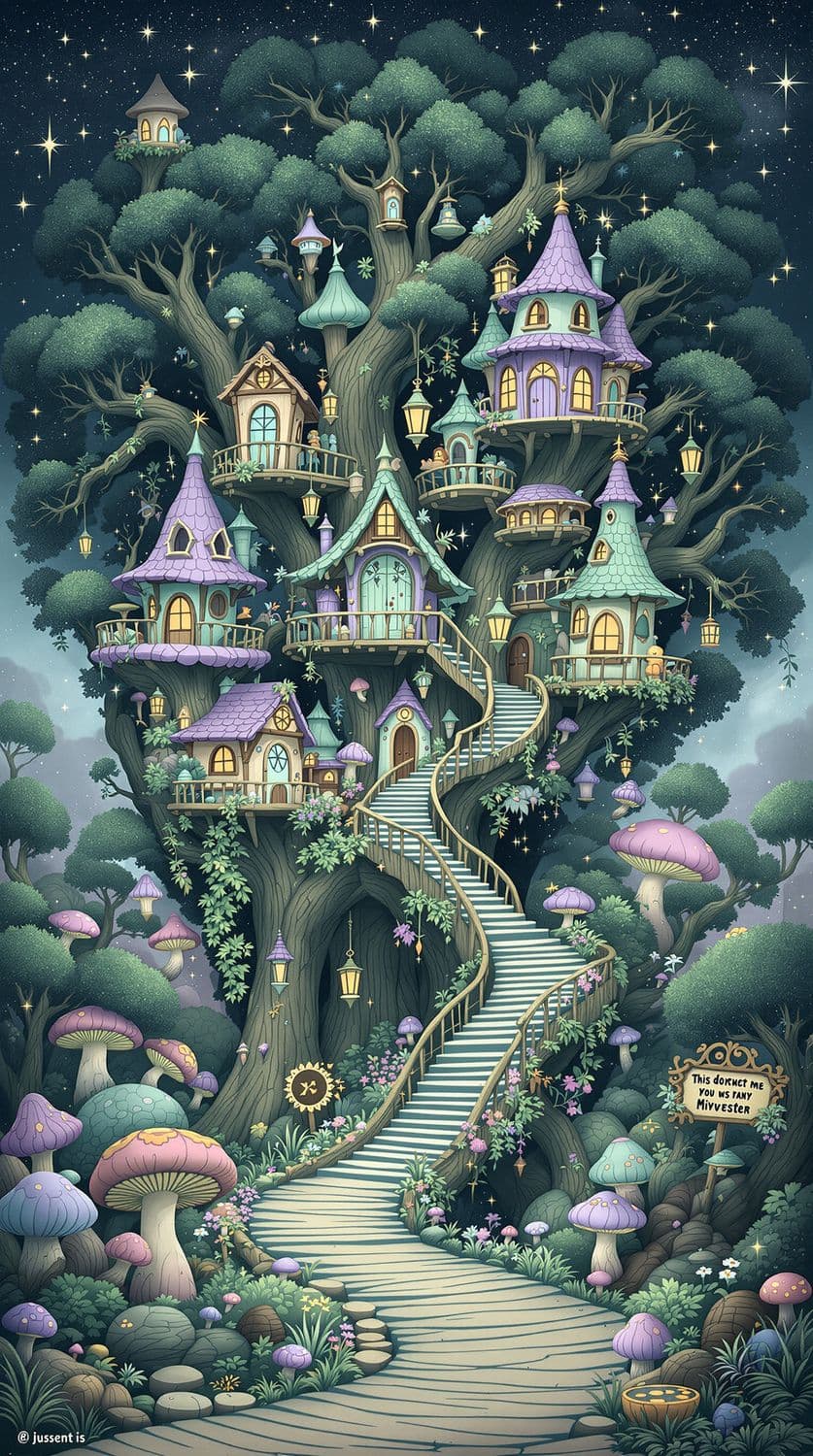 Whimsical Treehouse Village