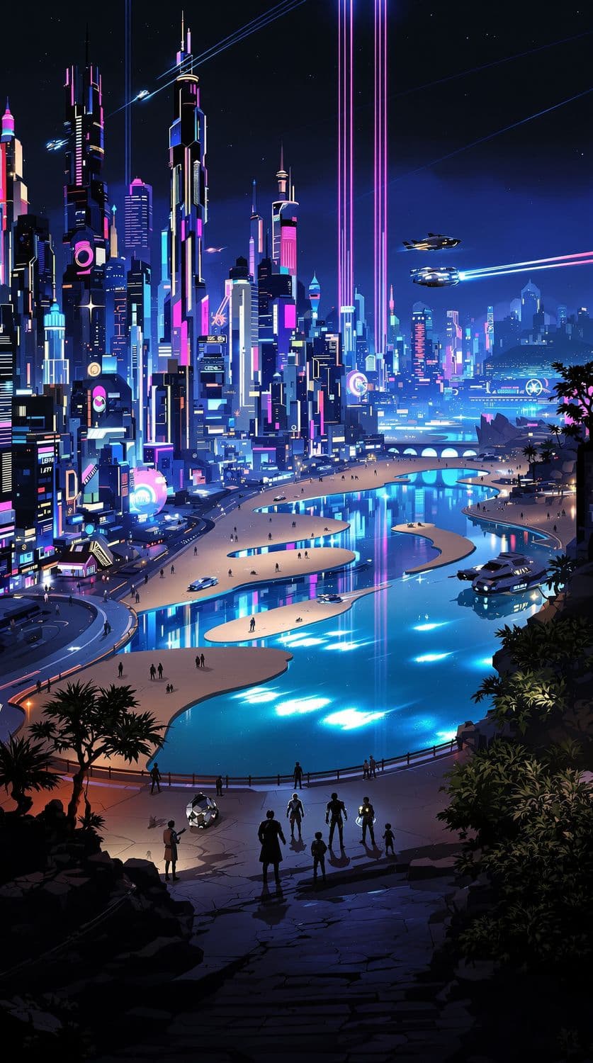 Neon Night in the Futuristic City