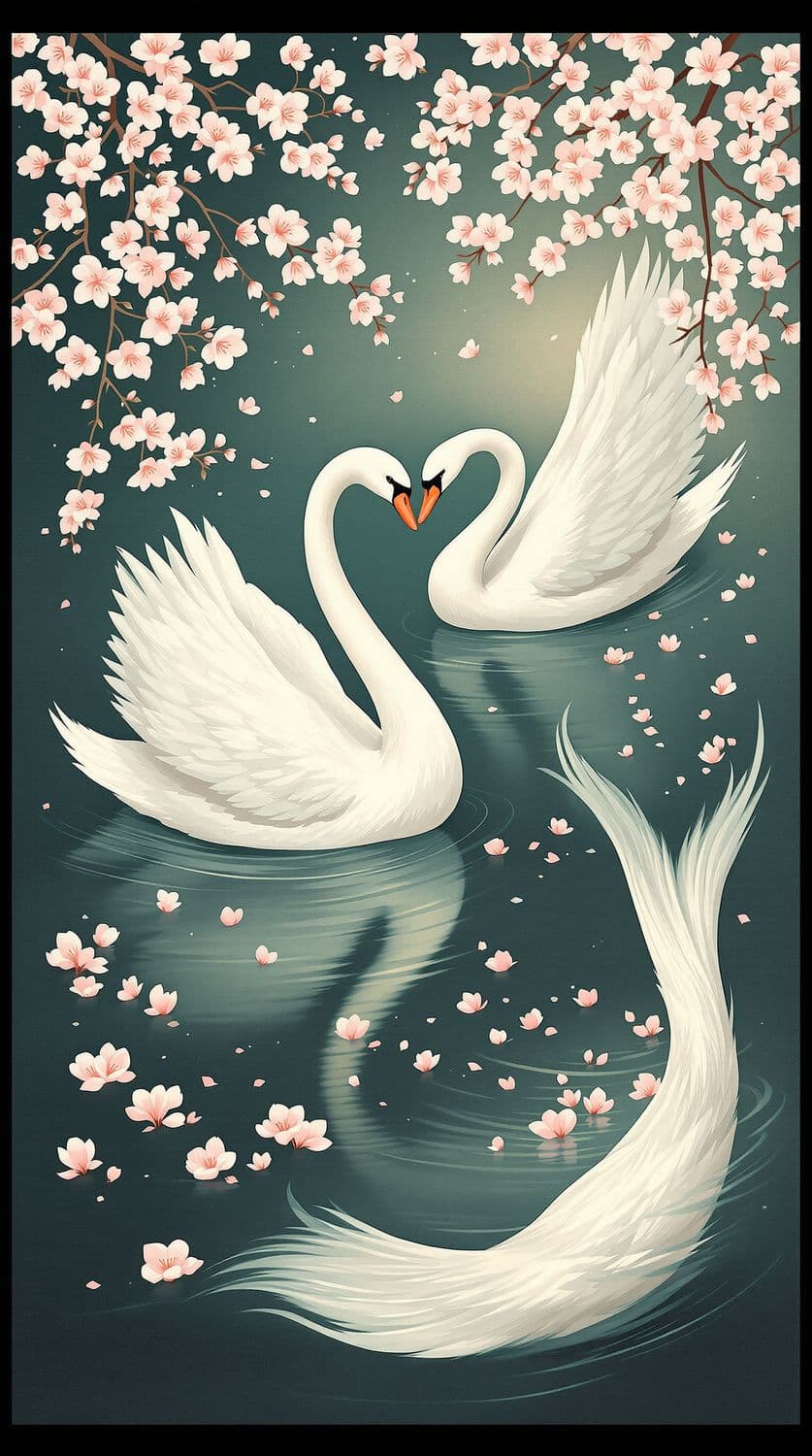 Swans and Cherry Blossoms