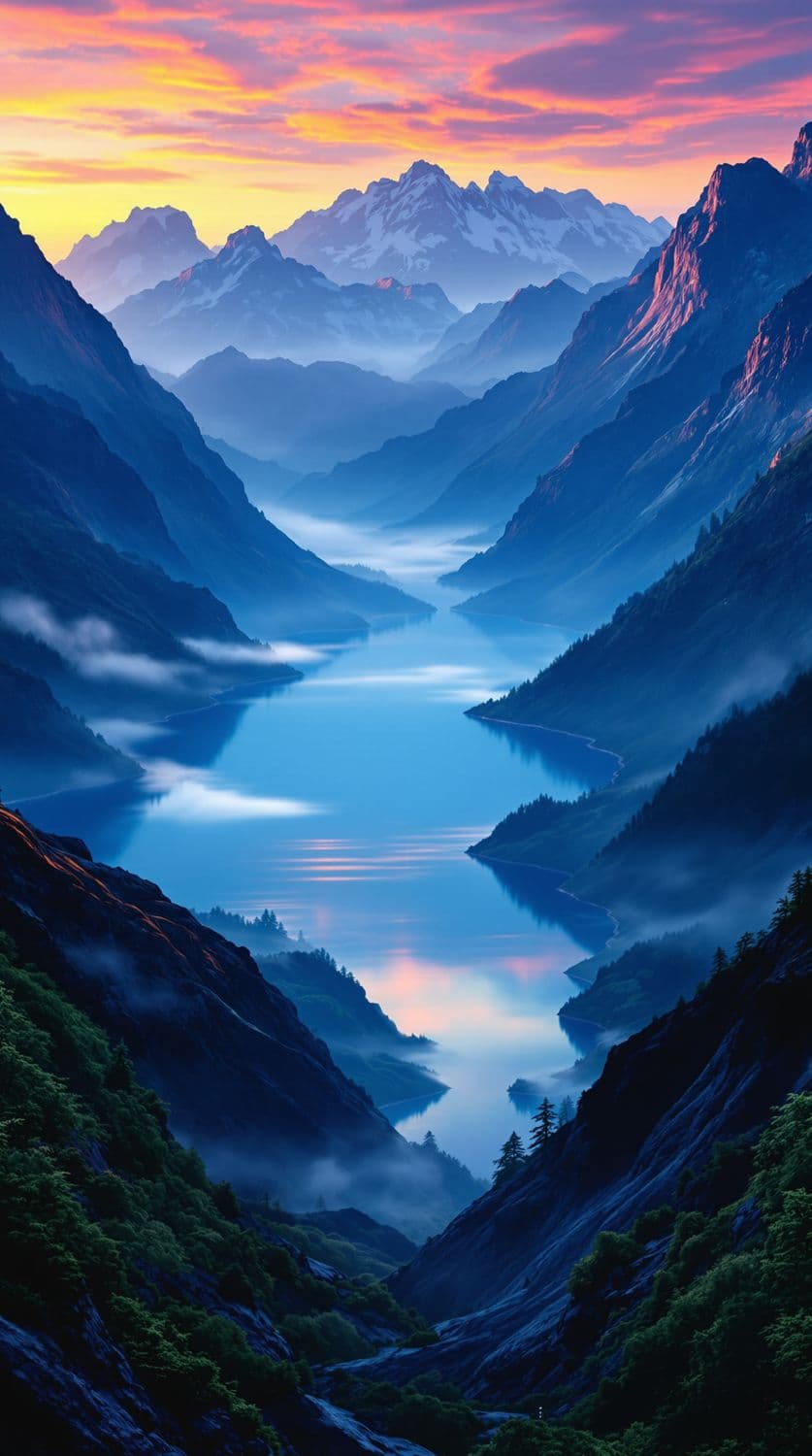 Dawn at the Mountain Lake