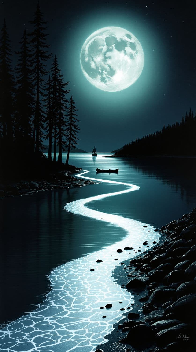 Moonlit Lake Serenity