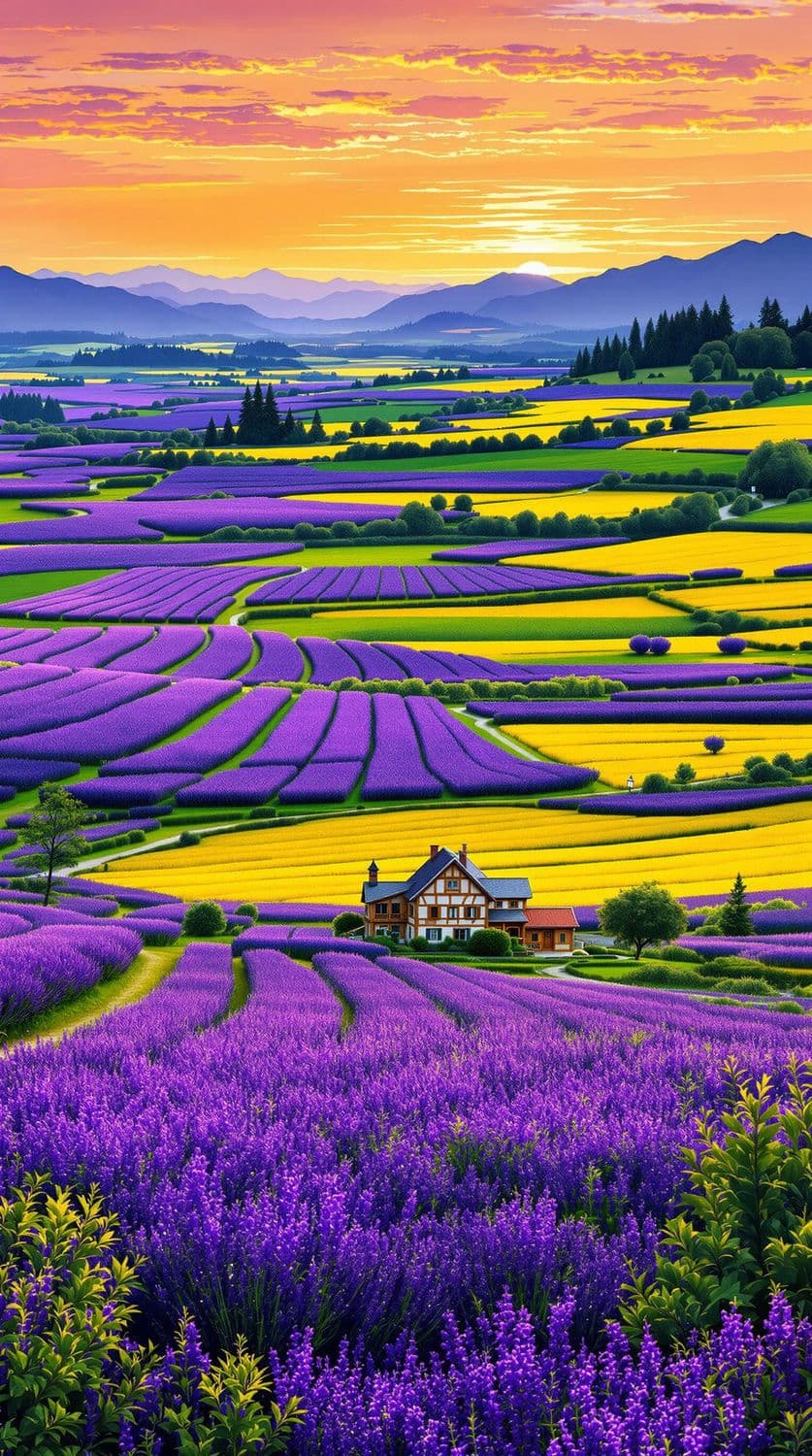 Lavender Fields at Sunset