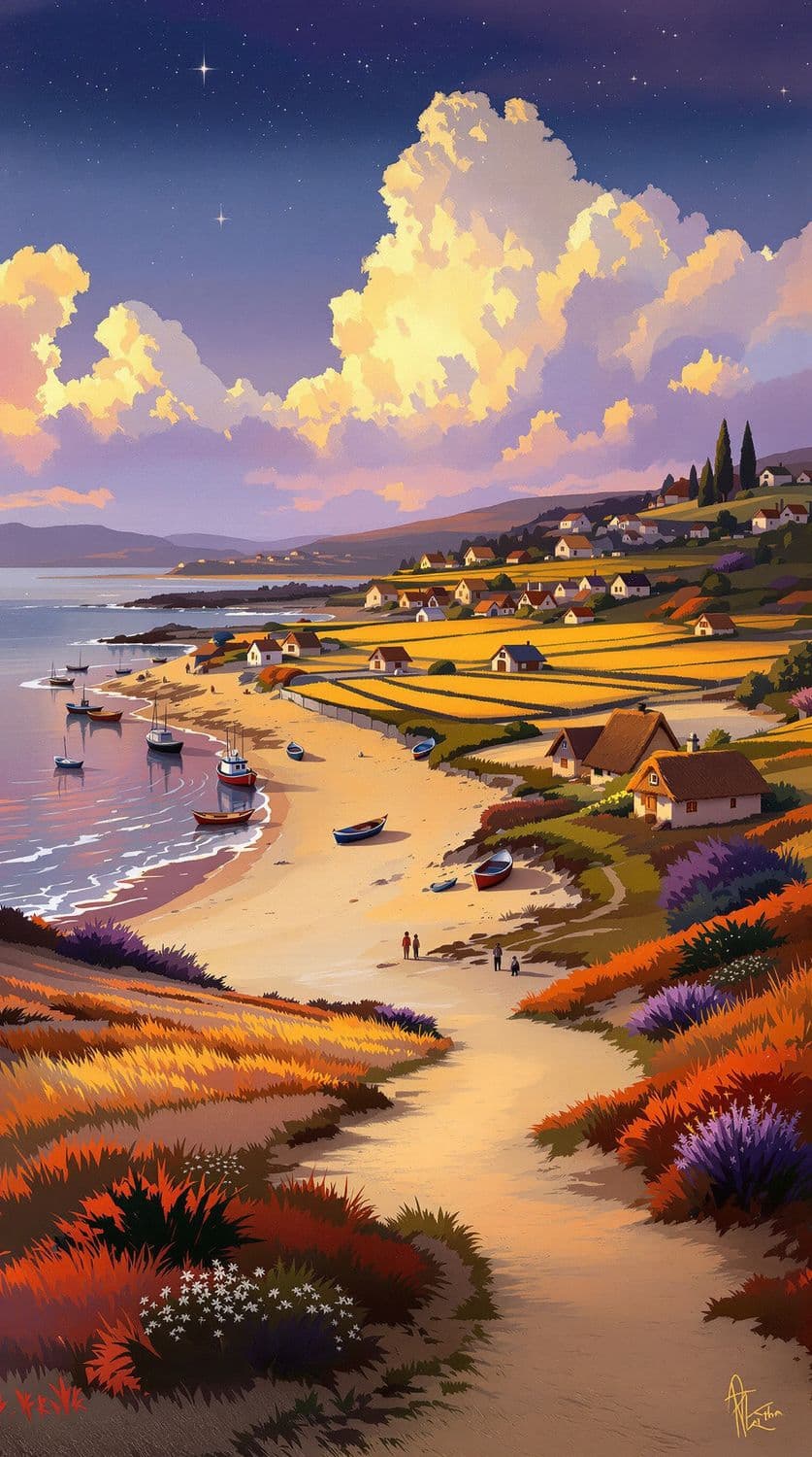 Twilight in the Coastal Village