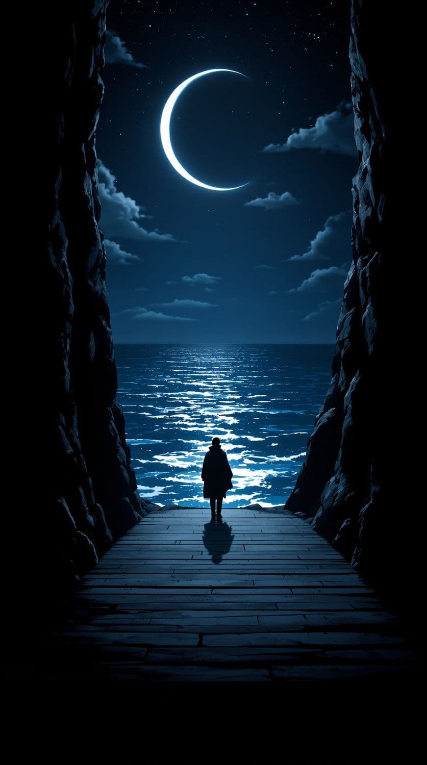 Moonlit Ocean Contemplation