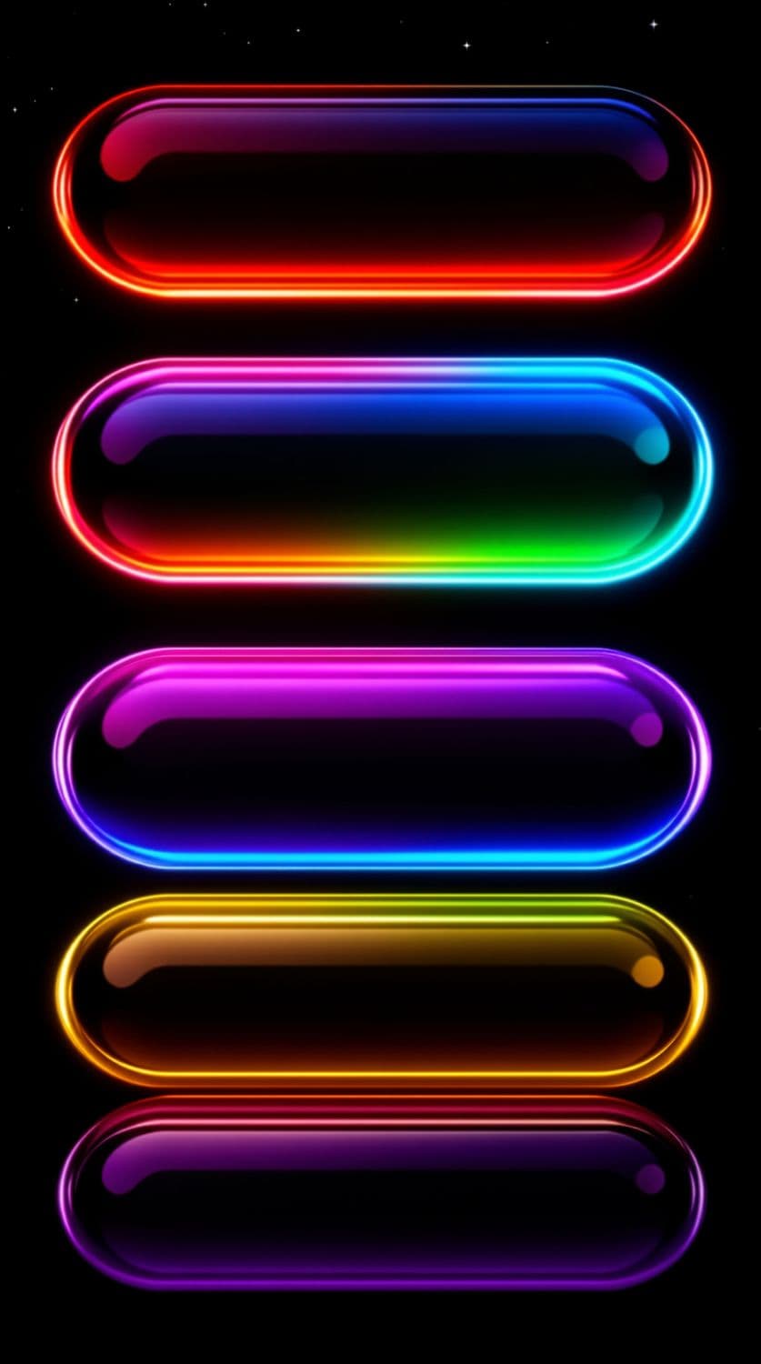 Vertical Neon Capsules in Space